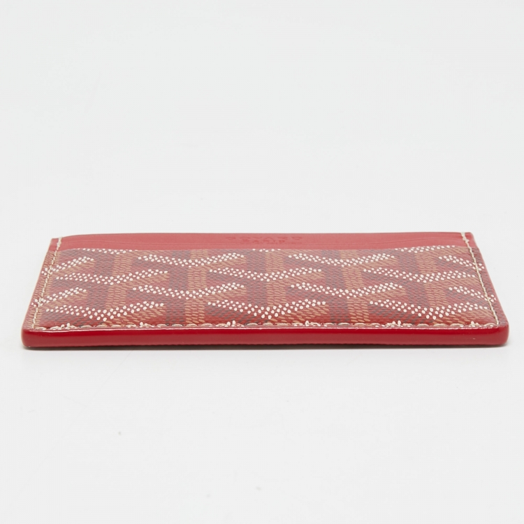 Pre Owned Goyard Red Goyardine Coated Canvas and Leather Saint Sulpice Card Holder