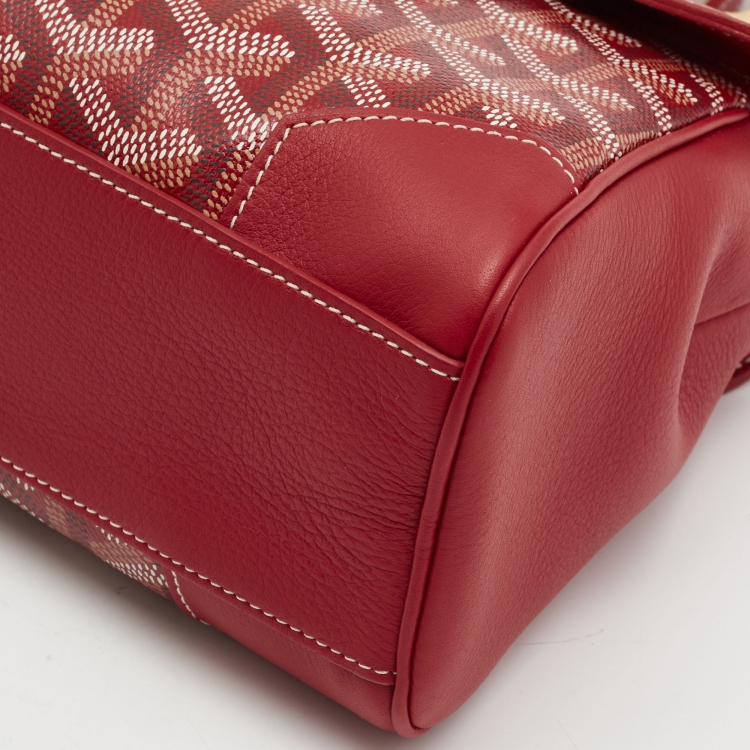 Pre Owned Goyard Red Goyardine Coated Canvas and Leather Mini Saigon Top Handle Bag