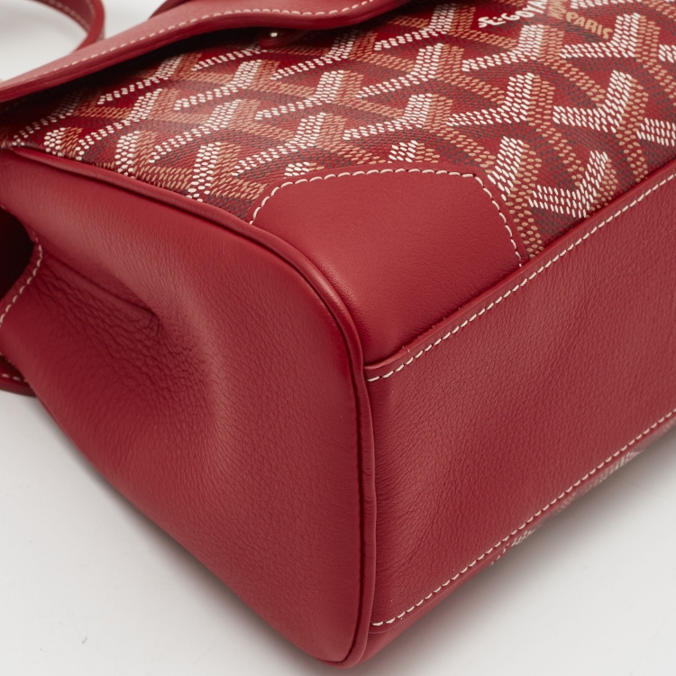 Pre Owned Goyard Red Goyardine Coated Canvas and Leather Mini Saigon Top Handle Bag