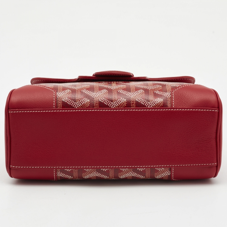 Pre Owned Goyard Red Goyardine Coated Canvas and Leather Mini Saigon Top Handle Bag
