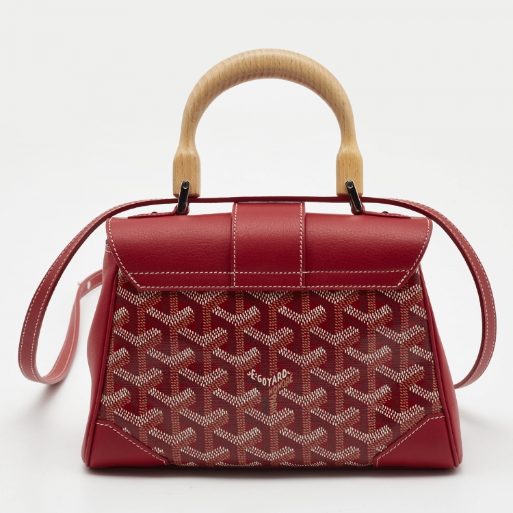 Pre Owned Goyard Red Goyardine Coated Canvas and Leather Mini Saigon Top Handle Bag