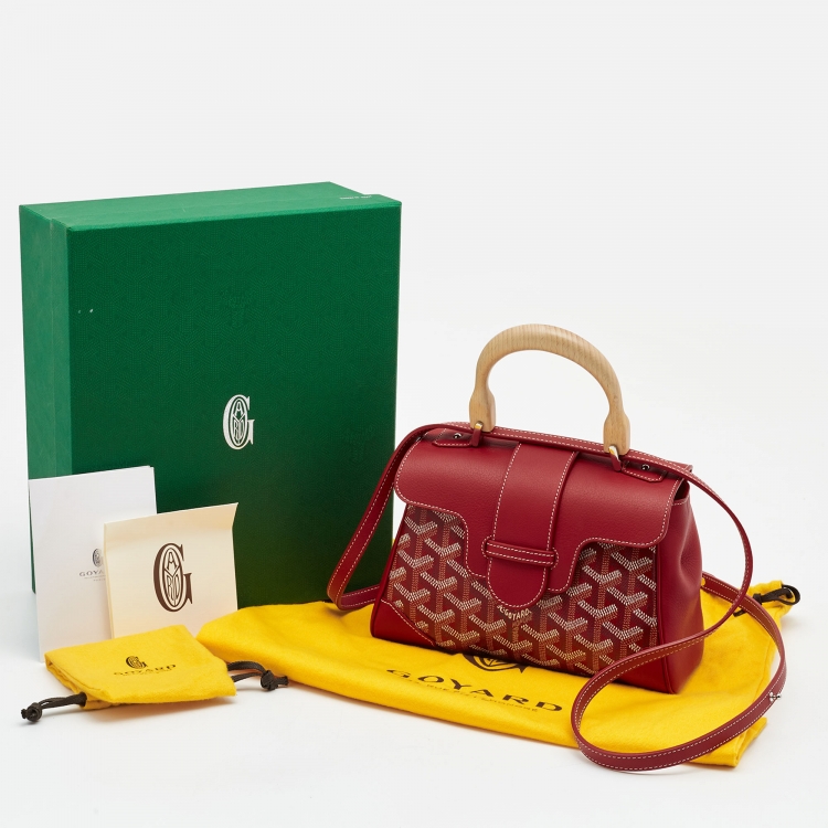 Pre Owned Goyard Red Goyardine Coated Canvas and Leather Mini Saigon Top Handle Bag