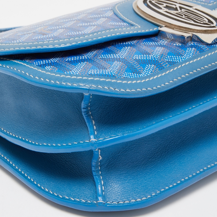 Pre Owned Goyard Blue Goyardine Coated Canvas 223 PM Shoulder Bag