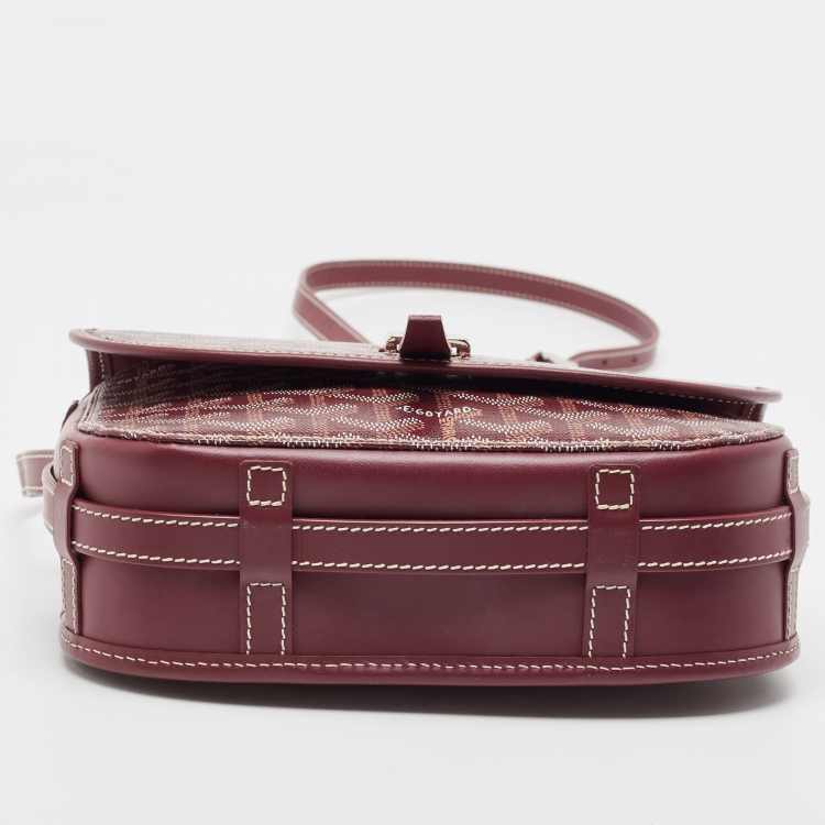 Pre Owned Goyard Burgundy Goyardine Coated Canvas Belvedere ll PM Shoulder Bag