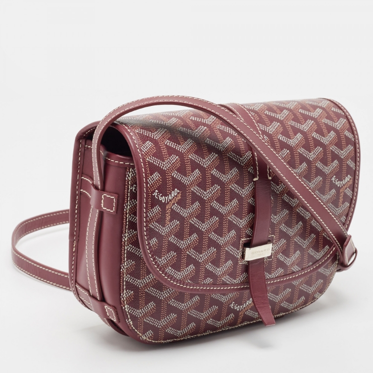 Pre Owned Goyard Burgundy Goyardine Coated Canvas Belvedere ll PM Shoulder Bag