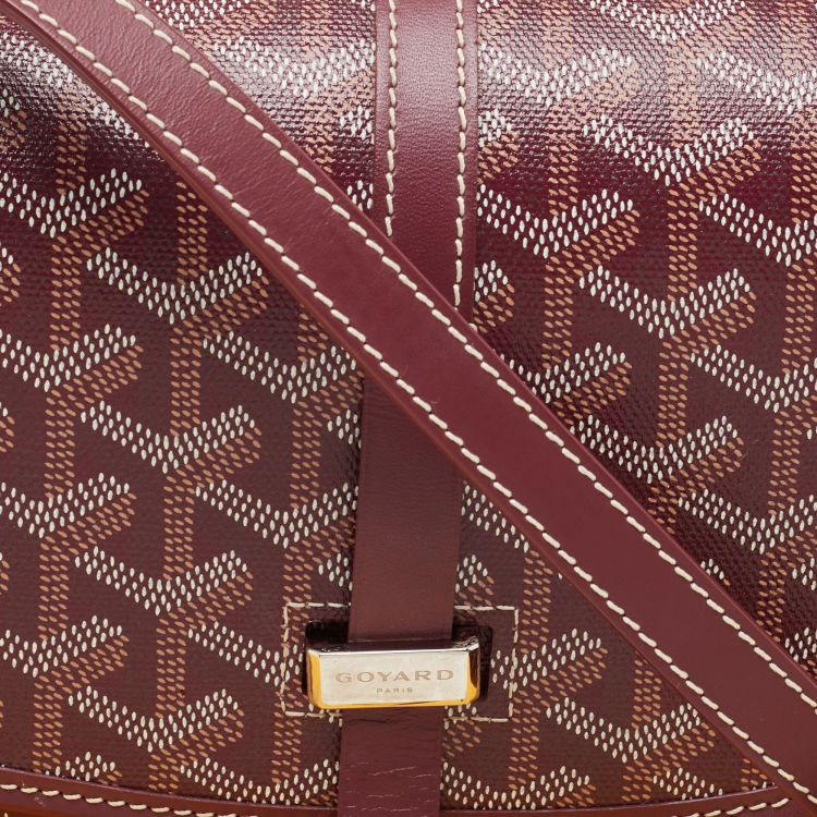 Pre Owned Goyard Burgundy Goyardine Coated Canvas Belvedere ll PM Shoulder Bag