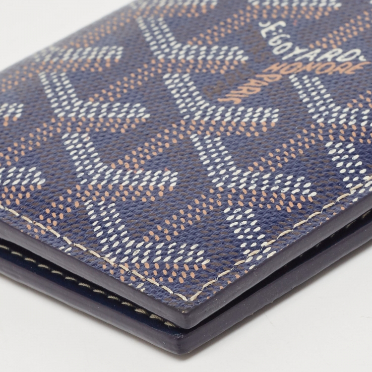 Pre Owned Goyard Navy Blue Goyardine Coated Canvas Saint Marc Card Holder  