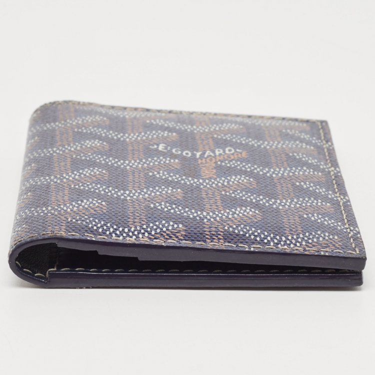 Pre Owned Goyard Navy Blue Goyardine Coated Canvas Saint Marc Card Holder  