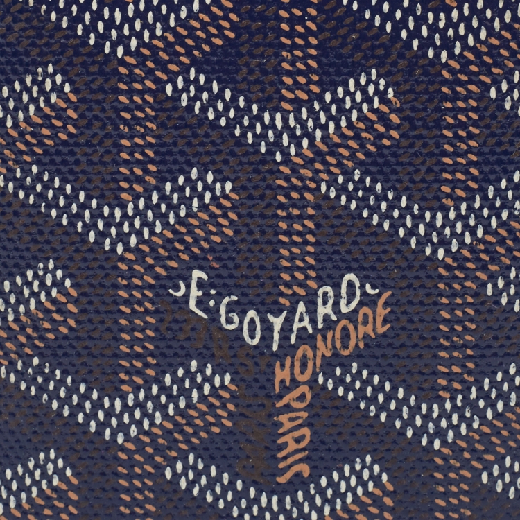 Pre Owned Goyard Navy Blue Goyardine Coated Canvas Saint Marc Card Holder  
