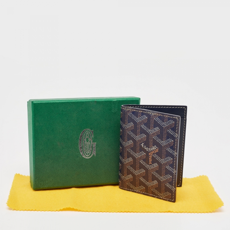 Pre Owned Goyard Navy Blue Goyardine Coated Canvas Saint Marc Card Holder  