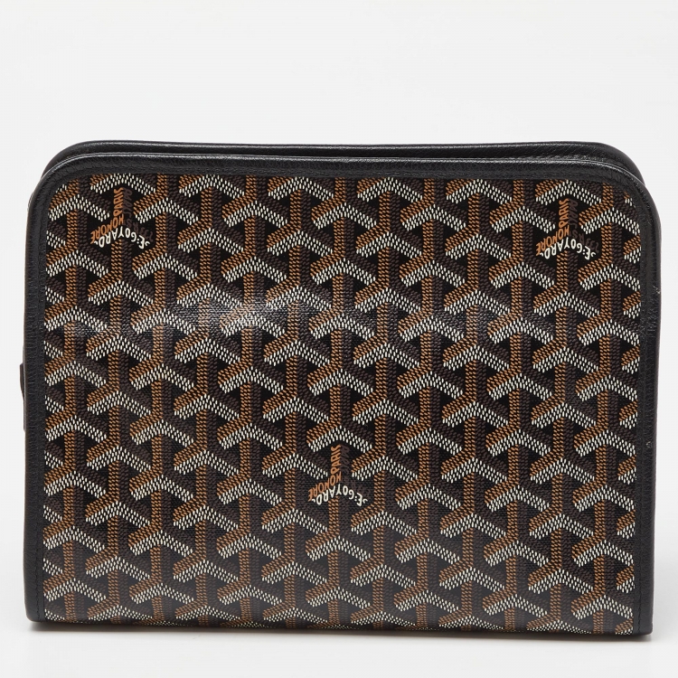 Pre Owned Goyard Black Goyardine Coated Canvas Jouvence MM Toiletry Pouch