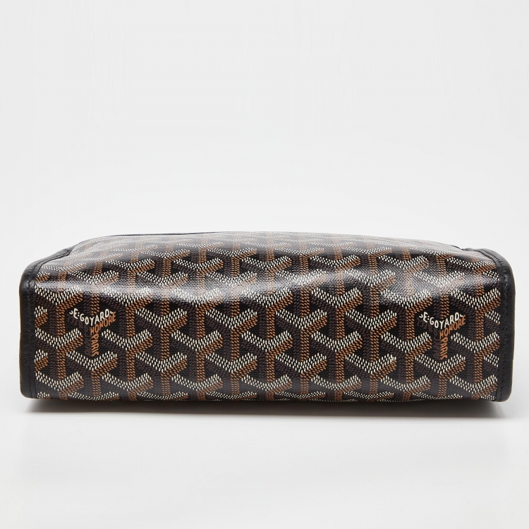 Pre Owned Goyard Black Goyardine Coated Canvas Jouvence MM Toiletry Pouch