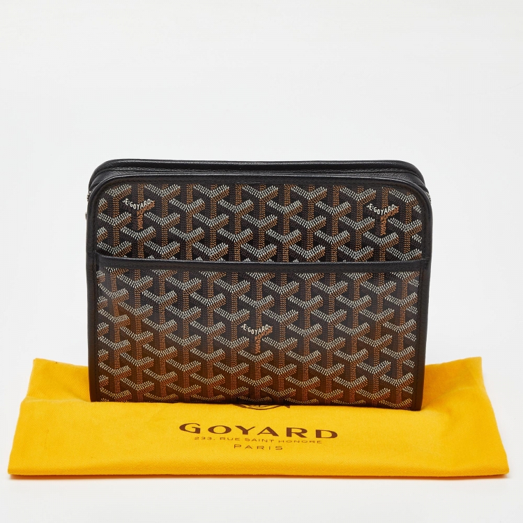 Pre Owned Goyard Black Goyardine Coated Canvas Jouvence MM Toiletry Pouch
