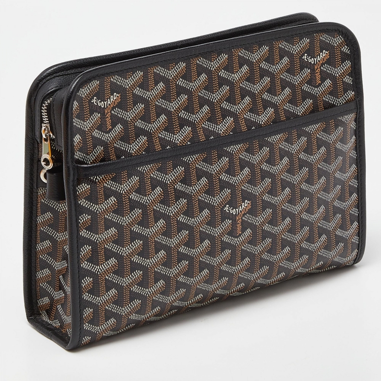 Pre Owned Goyard Black Goyardine Coated Canvas Jouvence MM Toiletry Pouch