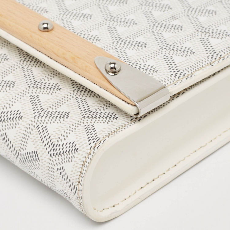 Pre Owned Goyard White Goyardine Coated Canvas Monte Carlo Bois Shoulder Bag