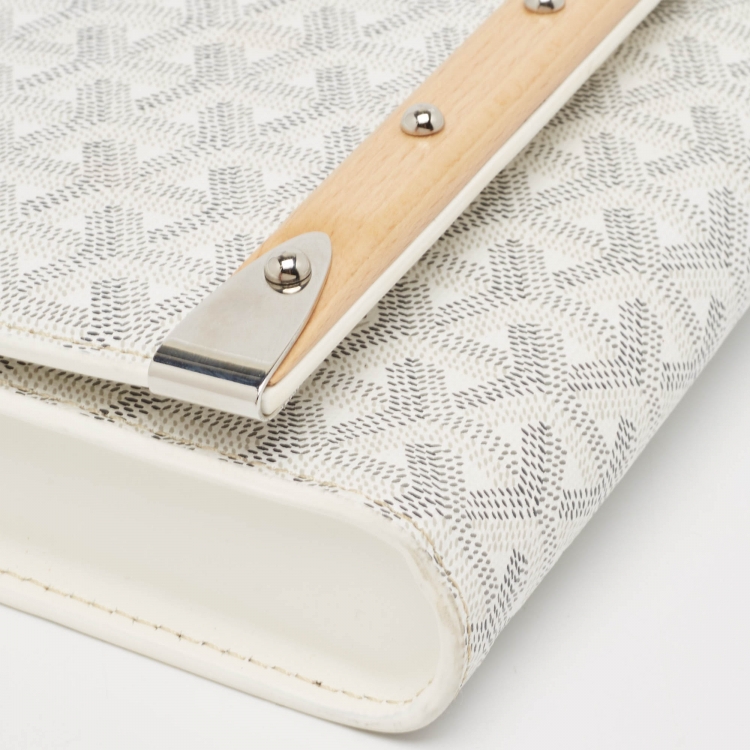 Pre Owned Goyard White Goyardine Coated Canvas Monte Carlo Bois Shoulder Bag