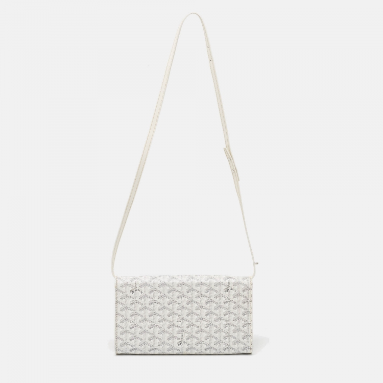 Pre Owned Goyard White Goyardine Coated Canvas Monte Carlo Bois Shoulder Bag