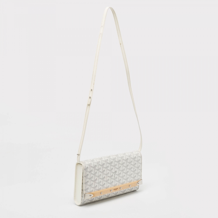 Pre Owned Goyard White Goyardine Coated Canvas Monte Carlo Bois Shoulder Bag