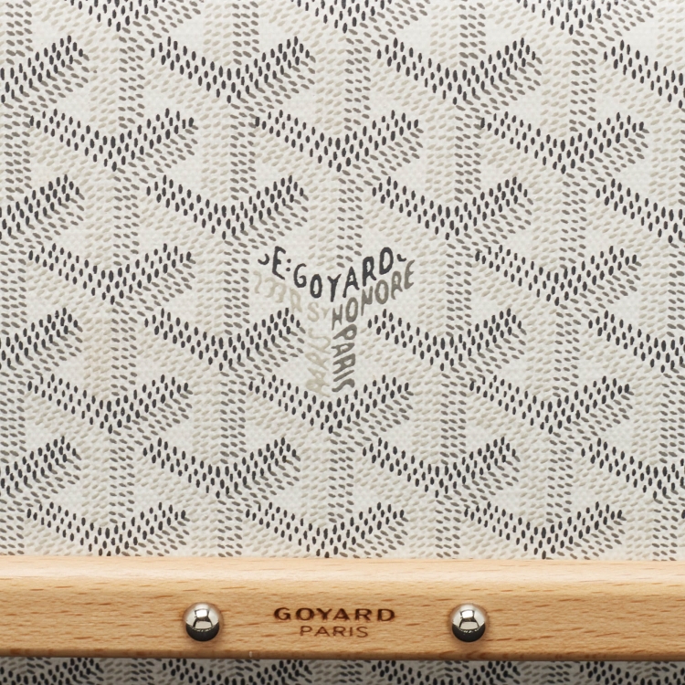 Pre Owned Goyard White Goyardine Coated Canvas Monte Carlo Bois Shoulder Bag