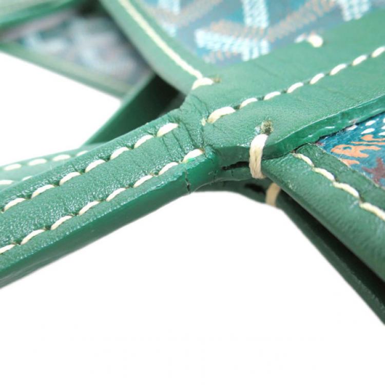 Pre Owned Goyard Coated Canvas Green Saint Louis Tote PM