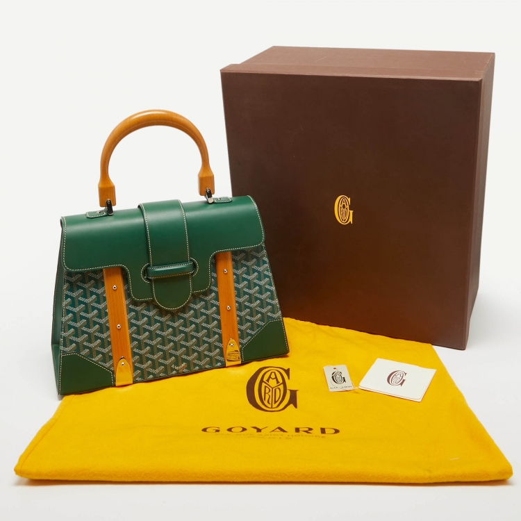 Pre Owned Goyard Green Goyardine Coated Canvas and Leather Saigon MM Top Handle Bag