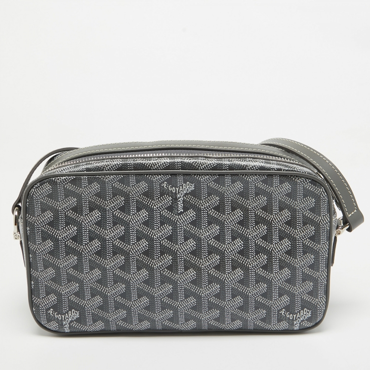 Pre Owned Goyard Grey Goyardine Coated Canvas Cap Vert Bag