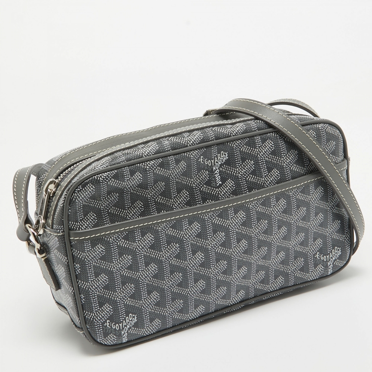 Pre Owned Goyard Grey Goyardine Coated Canvas Cap Vert Bag