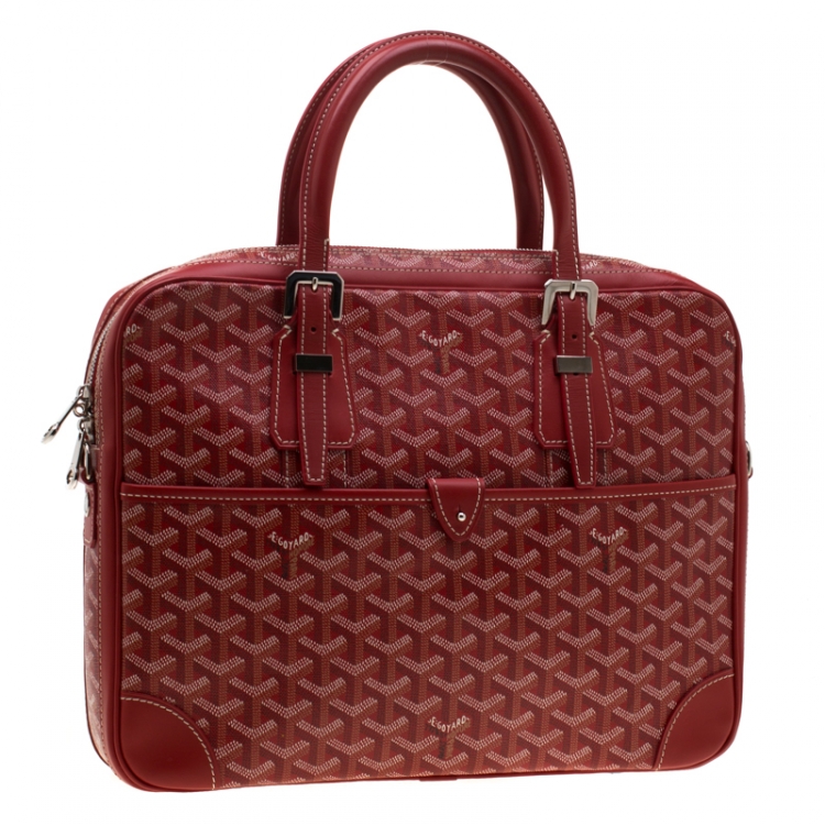 Pre Owned Goyard Red Coated Canvas and Leather Trim Diplomat Briefcase