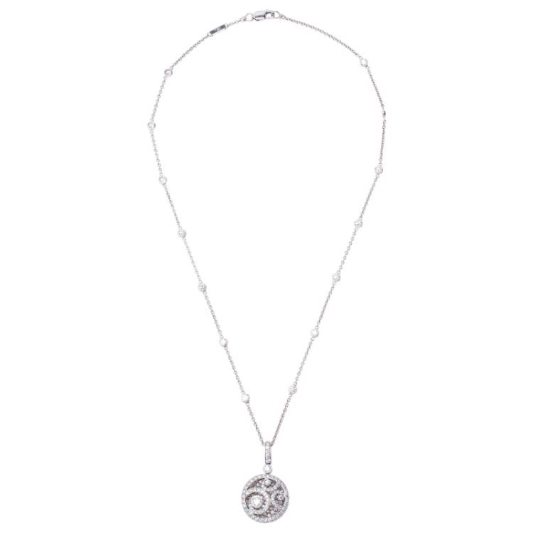 Pre Owned Graff Diamond on Diamond Pavè White Gold Pendant Necklace