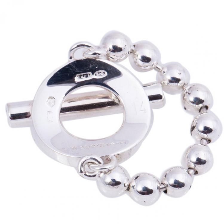 Pre Owned Gucci Silver T-Bar Ring Size 54