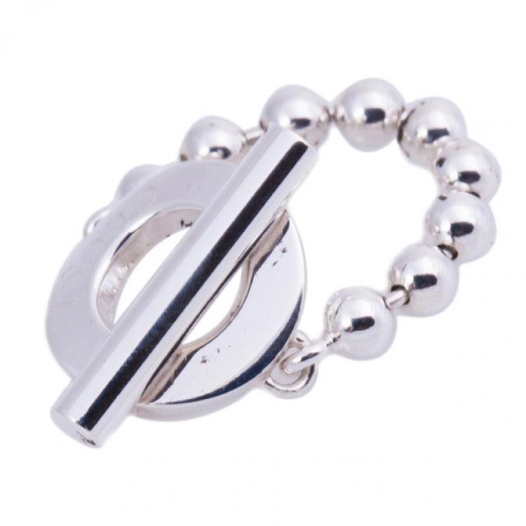 Pre Owned Gucci Silver T-Bar Ring Size 54