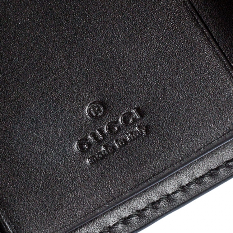 Pre Owned Gucci Black Guccissima Leather Bow Key Holder Case