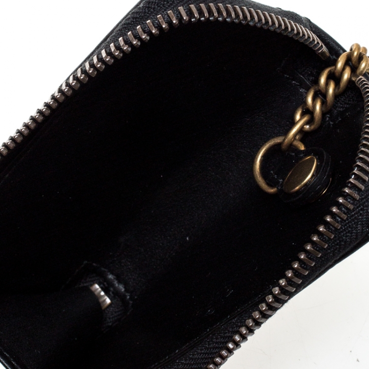 Black Leather GG Marmont Key Case