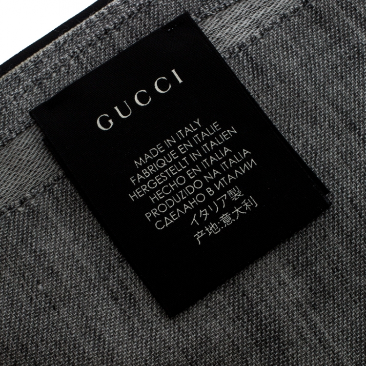 Pre Owned Gucci Grey Guccissima Jacquard Wool and Silk Scarf