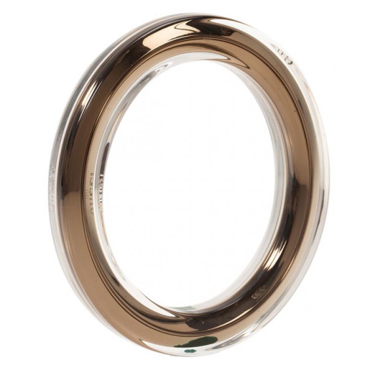 Pre Owned Gucci Metal and Plexiglass Brown Thin Bangle 18.5