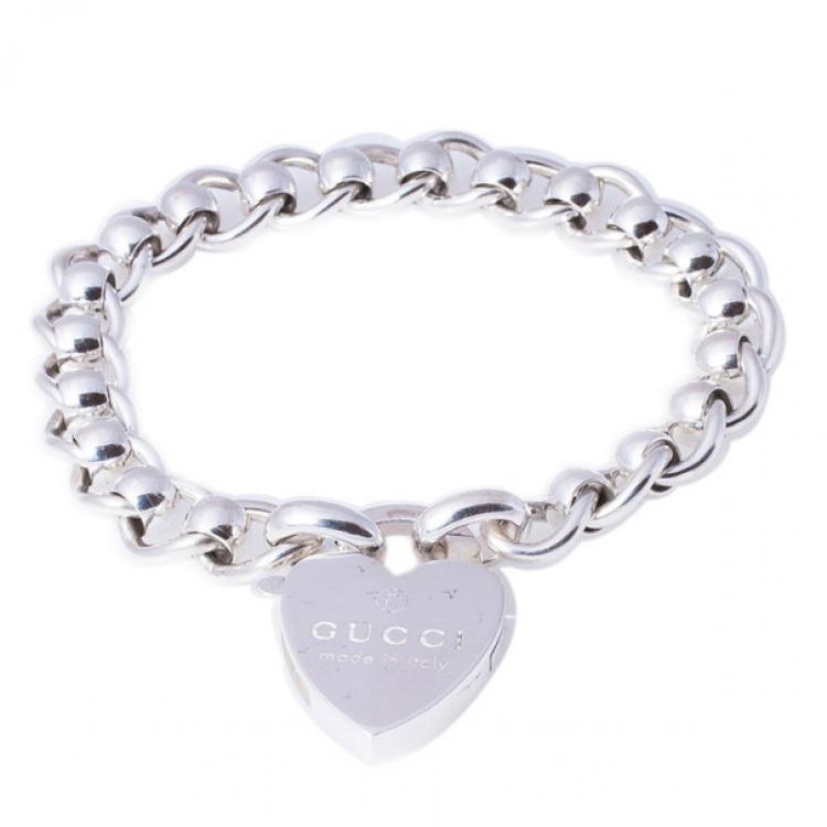 Gucci Silver Heart Lock Bracelet Gucci 
