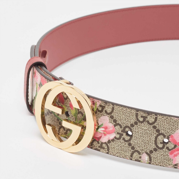 Pre Owned Gucci Multicolor GG Supreme Canvas Blooms Buckle Belt 85CM