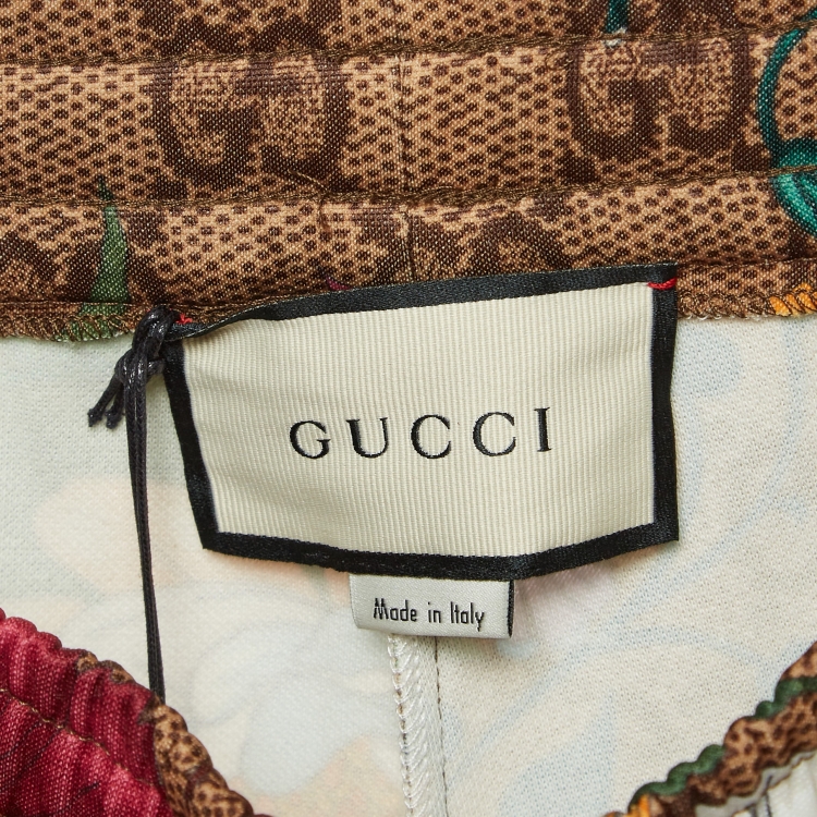 مملوكة مسبقًا Gucci Multicolor Logo & Floral Print Jersey Sweatpants M