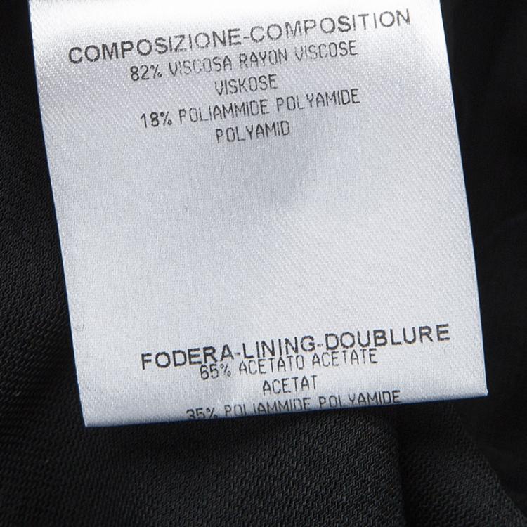 Pre Owned Gucci Black Knit Layered Neckline Detail Velvet Trim Dress L