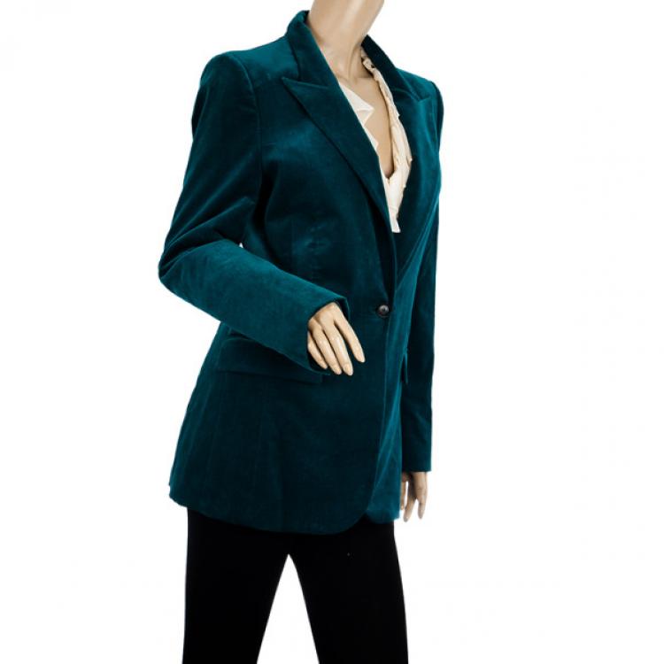 Pre Owned Gucci Velvet Teal Satin Jacket M
