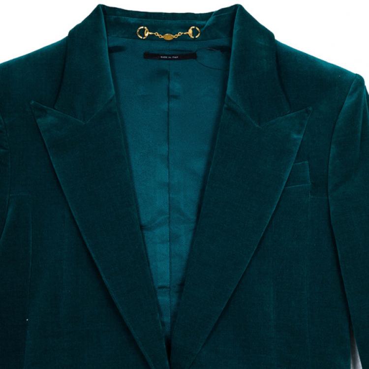 Pre Owned Gucci Velvet Teal Satin Jacket M
