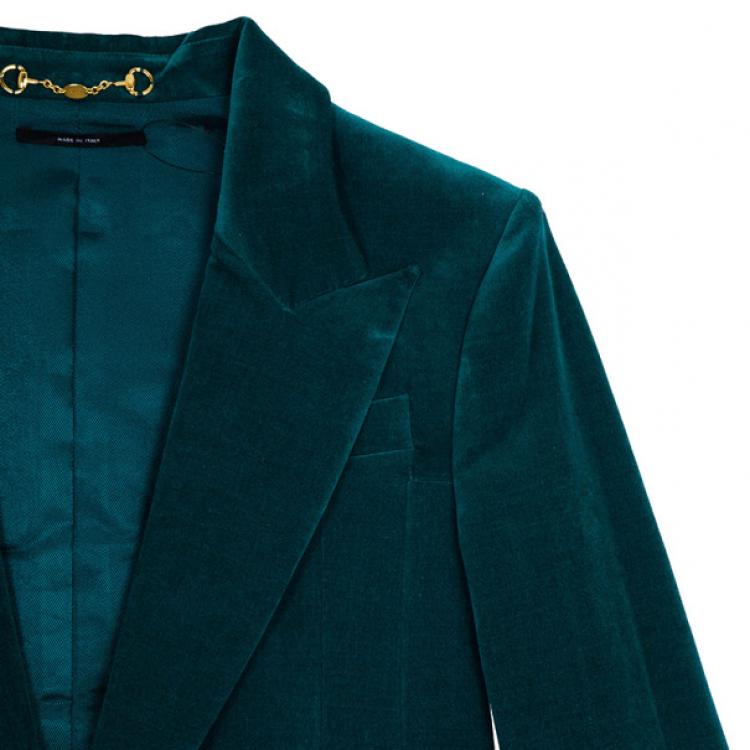 Pre Owned Gucci Velvet Teal Satin Jacket M