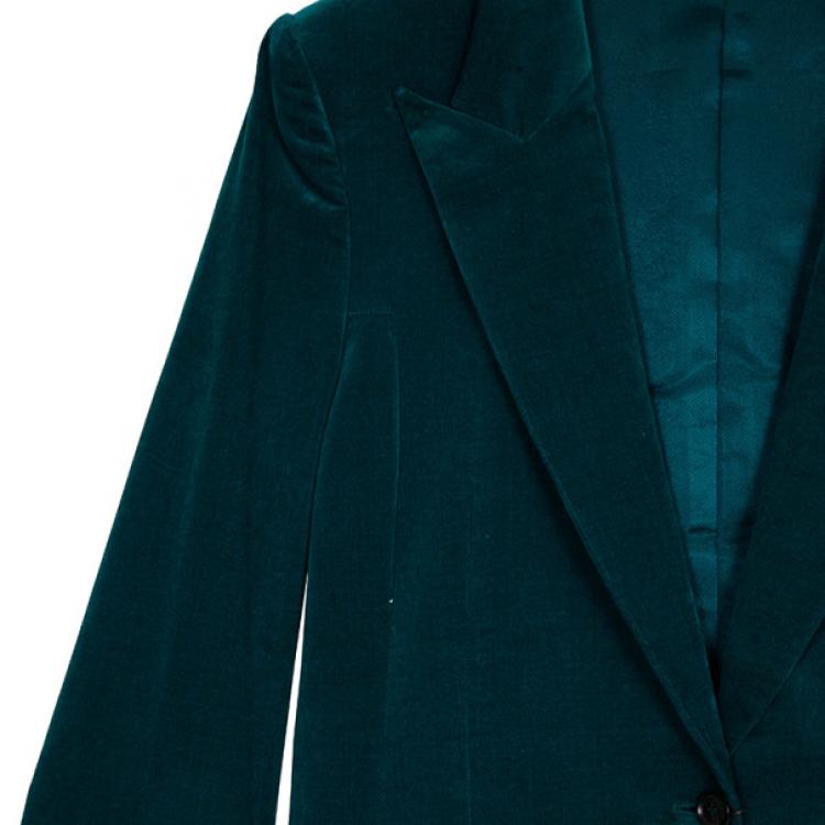 Pre Owned Gucci Velvet Teal Satin Jacket M