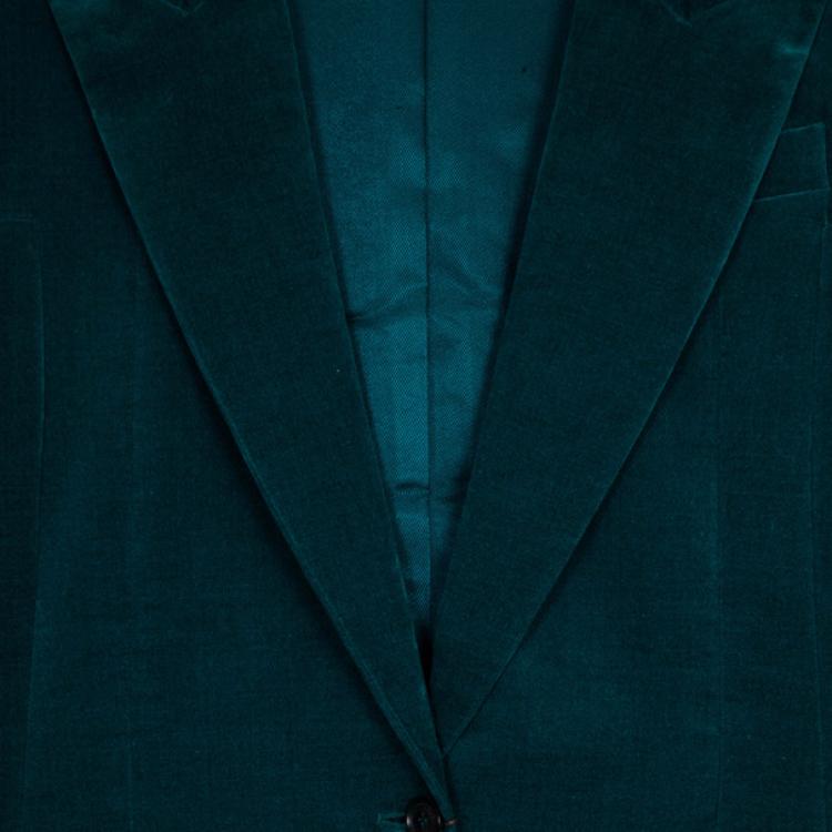 Pre Owned Gucci Velvet Teal Satin Jacket M