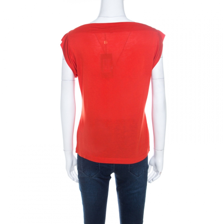 Pre Owned Gucci Red Cotton Applique Detail Vintage T-Shirt M 