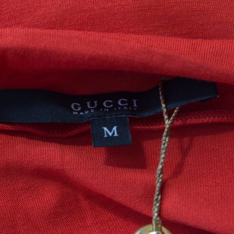 Pre Owned Gucci Red Cotton Applique Detail Vintage T-Shirt M 