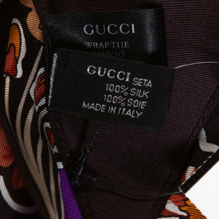 Pre Owned Gucci Brown Printed Silk Scarf Tie Back Halter Top (One Size)
