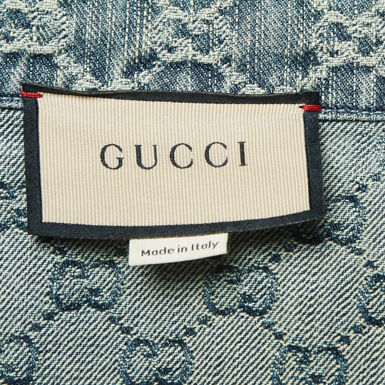 Pre Owned Gucci Black GG Jacquard Denim Jacket S