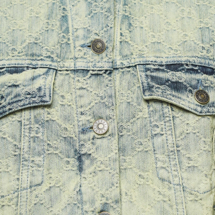 Pre Owned Gucci Black GG Jacquard Denim Jacket S