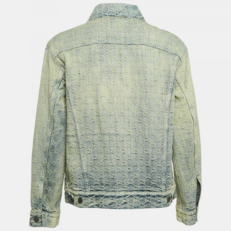 Pre Owned Gucci Black GG Jacquard Denim Jacket S